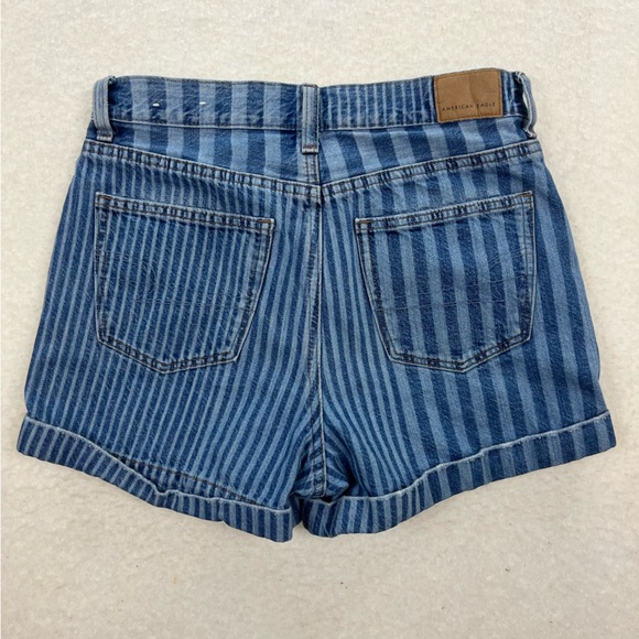 American Eagle Striped Denim Mom Shorts Size 0 - Picture 6 of 6